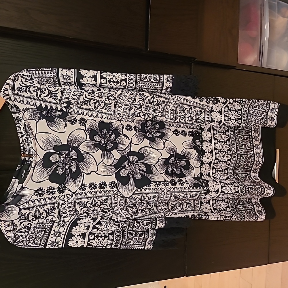 Alfani Black Cream Floral Dress